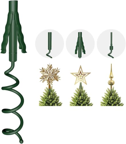 Christmas Tree Topper Holder – Universal Twist-On Stabilizer with Adjustable Attachment for Tree Top Decorations, Fits Most Tree Bases (Green)