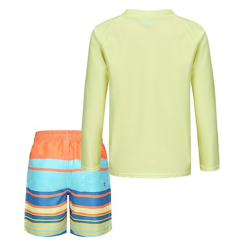 Image of Boys Two Piece Rash Guard Swimsuits Set with Swim Trunk Kids Long Sleeve Bathing Suit Swimwear Set