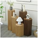 LXHELIVERY 1 Base D'appoggio Esagonale in Legno – Supporto Rialzato Ed Espositore A Piedistallo – Ideale per L'arredo Ingresso, Supporto Multiuso per Piante E Tavolino da Divano(Marrone,32x40cm)