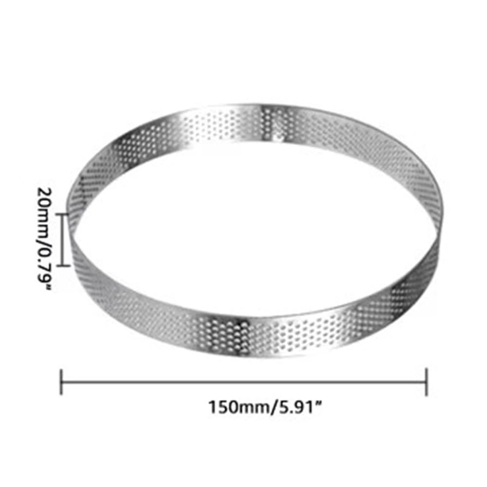10 Moldes Circulares para Tartas de 15 cm con Agujeros, de Acero Inoxidable, para Tartas de Frutas, Pasteles, Mousse, para Repostería de Cocina.