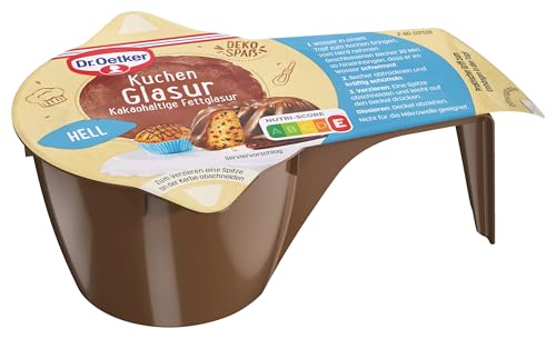 Dr. Oetker Becherglasur Hell, 7 x 125 g, kakaohaltige Fettglasur, zum Glasieren von Kuchen, Torten & Gebäck, komfortables Verarbeiten