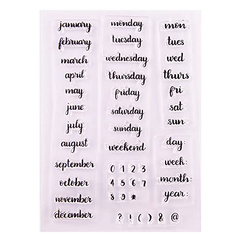 Week Month Year Date Clear Stamps Calendar Number Pattern Transparent Seal Stamps For Holiday Card Making Decoration And Diy Scrapbooking Album Diy Crafts #TOP3
