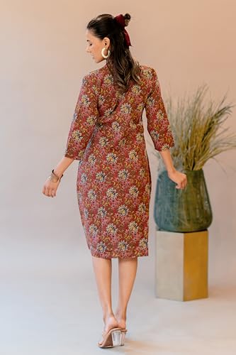 Image of MIRCHI FASHION Pure Cotton Kurti for Women | A-Line Kantha Work Printed Kurta for Woman | Ethnic Wear for Office & Daily Use (Single Piece)