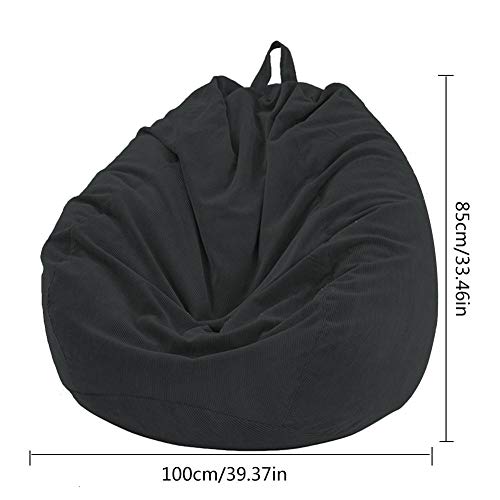 Funda para Sofá de Frijoles Extraíble Limpieza Fácil Puf Negro Suave 4