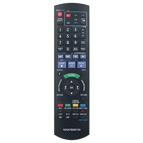 VINABTY N2QAYB000130 Replacement Remote Control Compatible with Panasonic N2QAYB000130 DVD Recorder DMR-EX77 DMR-EX87 DMR-EX98 DMR-EX98V DMR-EZ47 DMR-EZ47V DMR-EZ47-VEBK DMR-EZ47-VEBS DMR-EZ48