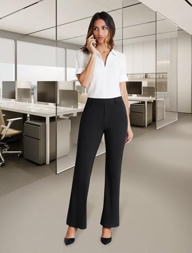 Dress Work Pants Women Business Casual Slack Trousers Stretchy Pull On Office Flare Pants with Pockets2