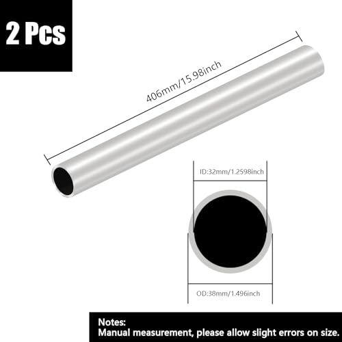 Lzzoeagh Aluminum Tube 1 1/2,2Pcs 16 Inch Length 1 1/2 Inch Od Aluminum Round Tube,3Mm(0.118") Wall 6063 Aluminum Round Tube For Diy thumb #1