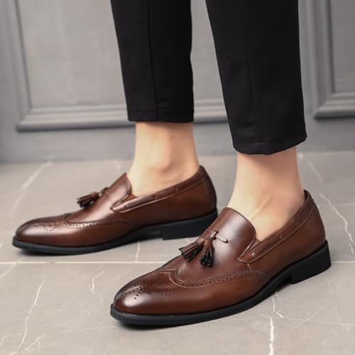 Men’s Tasseled Penny Loafers - Full Grain Leather Strand Silk Tassels, Non-Slip Sole - Casual Slip-On for Weddings & Daily Business4