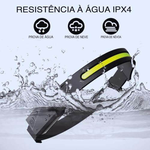 Lanterna de Cabeça de LED Ajustável Recarregável por USB, Lanterna de Cabeça de Corrida, Lanterna co
