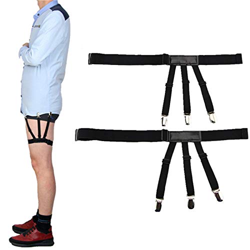 Men Shirt Stays Belt with Non-slip Locking Clips Keep Shirt Tucked Leg Thigh Suspender Garters Strap-image-24