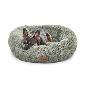 Silentnight Donut Calming Dog Bed – Calming Dog Cat Pet Bed Anxiety Relief Soft Fluffy Doughnut Pillow – Easy Clean Machine Washable Luxury Plush Dog Pillow Basket – 70cm – Sage Green