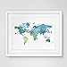 Adventure Awaits Teal World Map Painting Watercolor Art Print Travel Quote Wall Decor Wall Hanging The World Map Decor 8x10 inch No Frame