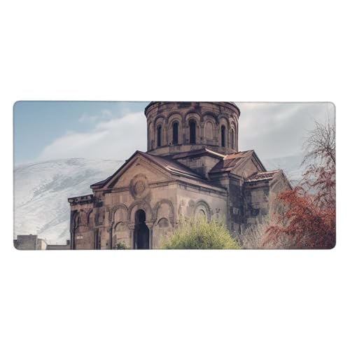 Tapis de souris de jeu 40x90 cm avec église arménienne et base antidérapante