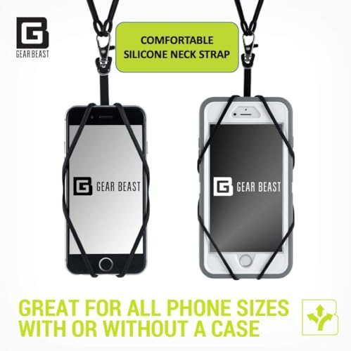 Gear Beast Cell Phone Lanyard - Universal Neck Phone Holder w/Card Pocket and Silicone Neck Strap