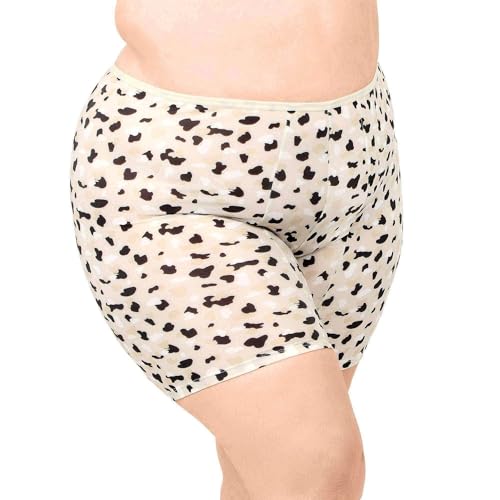 Image of Undersummers Classic Shortlette, Plus Size Slip Shorts for Women Under Dress, Thigh Anti Chafing Shorts Women, Undergarments for Dresses (5X, Leopard)