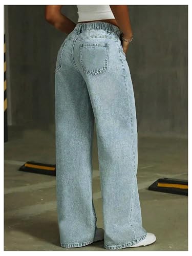 GORGLITTER Girl's Baggy Jeans Wide Leg Ripped Frayed Trim High Waist Cute Denim Pants with Pockets2