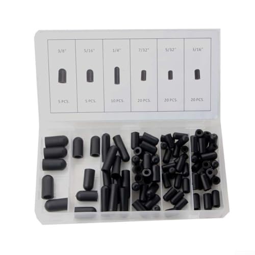 Rubber Vacuum Line Cap Assortment 80 pcs with 6 Sizes - 5/32