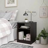WUDANG Mainstays Classic Nightstand with Open Shelf and Bottom Cubby – Engineered Wood End Table with Espresso Finish, Compact Bedside Storage Table for Bedroom or Living Room - Wenge