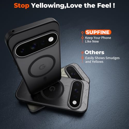 Image of SUPFINE Magnetic for Google Pixel 11 Pro XL Case - Black | With Screen Protector,Translucent Matte,Built-in Magnets,Military Grade Drop Protection,Shockproof Phone Cover