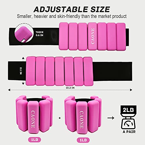 Caone Wearable Adjustable Wrist Ankle Weight Set Of 2 Pieces (1Lb Each) For Women, Men And Kid. For Yoga,Pilates,Cardio,Strength Training,Gym,Hiking,Aerobics,Dance, Swimming #TOP1