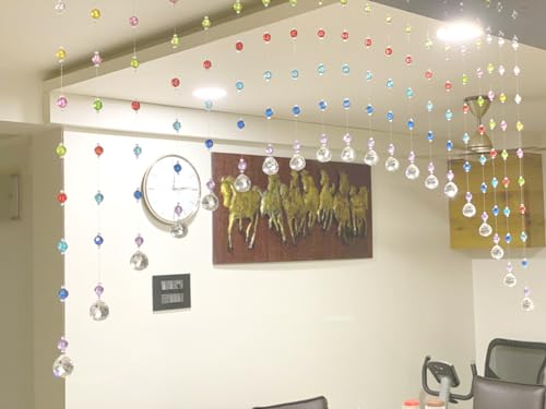 Image of K9L 20 String, 100% Glass Drops, Acrylic Bead, String Hanging Crystal Curtain (20 String Suitable to 3 to 4 Feet Width)(Rainbow)