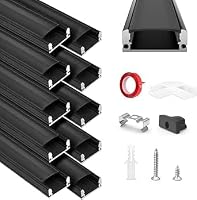 HOMMAND U-alakú LED Alumínium Profil 10m - Fekete LED Csatorna Diffúzorral, Sarokcsatlakozókkal és Rögzítőelemekkel, Beltéri LED Szalag Védő 1