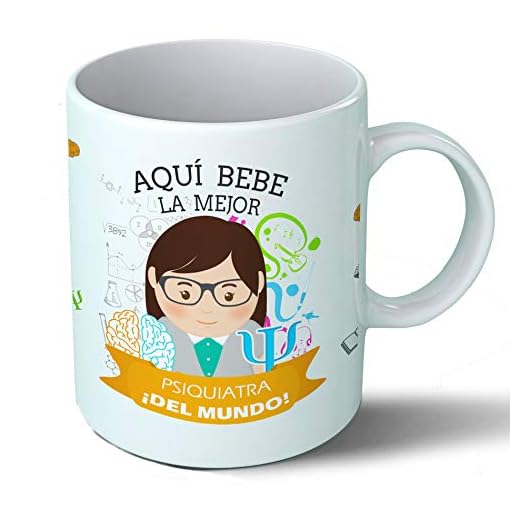 Planetacase - Taza Psiquiatra - Regalo Original Psiquiatras - Cerámica 330 mL - Taza Desayuno Apta para Microondas y Lavavajillas - Resistente a Lavados - Psiquiatra (Ella)