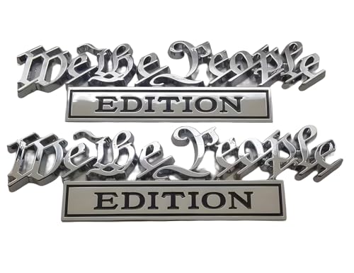 Image of Pair Set We The People Edition Metal Emblem 3D Badge Decal Fits for Universal Vehicle, Car, Truck, SUV Decoration (Silver Black)