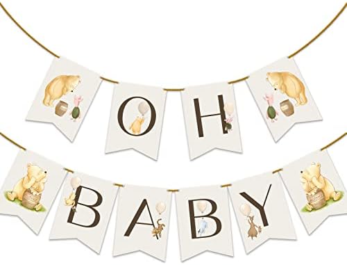 Vintage Winnie Oh Baby Banner Decorations Gender Neutral Banner Party Decor for Baby Shower Decorations Classic the Pooh 1 St Party Supplies