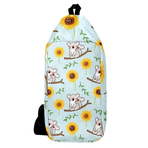 Sac à dos à bandoulière homme femme sacoche poitrine koala tournesol 16cm