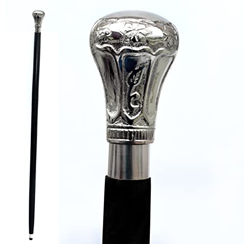 Chrome Plated Brass Knob - Walking Stick Cane 36 Inch L/Black Handmade Victorian Handle Brass Handle Head Cane Shaft Wooden #TOP3