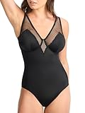 Bare The Slimming Underwire Mesh Plunge One-Piece 38D, Black