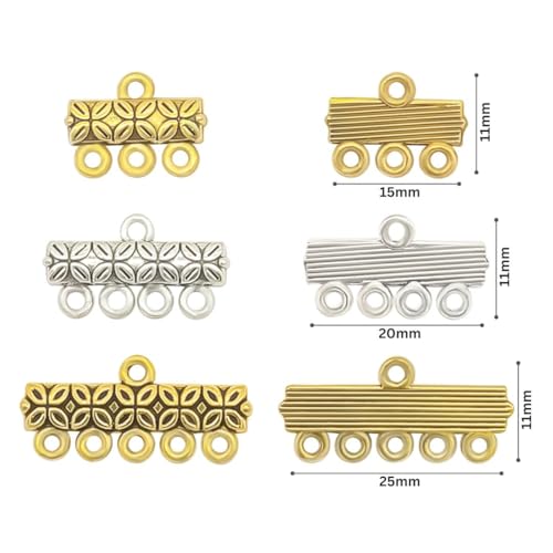 Image of Satra Traders Multi-Strand Connector Charms for Jewelry Making | Qty : 100g | BF55 (Silver-20mm-4 Hole)