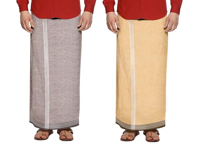 Image of Men's Cotton Lungi | Traditional Indian Wear | Soft & Breathable Checked Lungis for Daily Comfort, Home Wear & Casual Use | Free Size Wrap