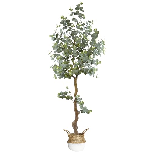 Lovaplants Artificial Eucalyptus Tree 6ft, Faux Plant with Basket, Fake Eucalyptus Trees with White...