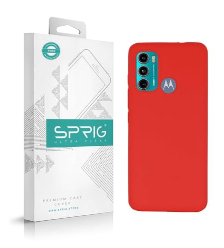 Image of SPRIG Compatible with Motorola G60 Liquid Silicone Premium Back Cover Drop Tested Shock Proof Mobile Case for Men, Women, Boys and Girls with Camera Protection (Red)