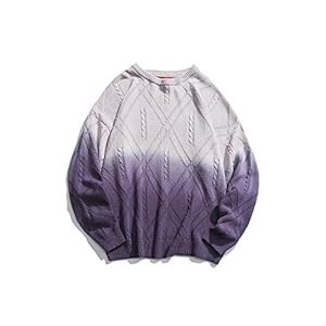 Heren trui Mannen Patchwork Vintage Winter Sweaters Mens Pullovers Sweater Gebreide trui (Color : Purple, Size : XL)