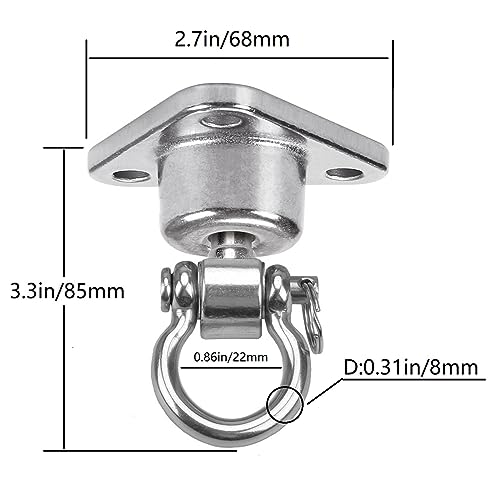 GW Gwongvvei Silent Bearing Swing Hanger Heavy Duty, SUS Rust Proof, 1500LB Capacity 360 Degree Rotation, Playground Porch Yoga, Sandbag, Gym (3 Wooden Screws) - Thumbnail 4