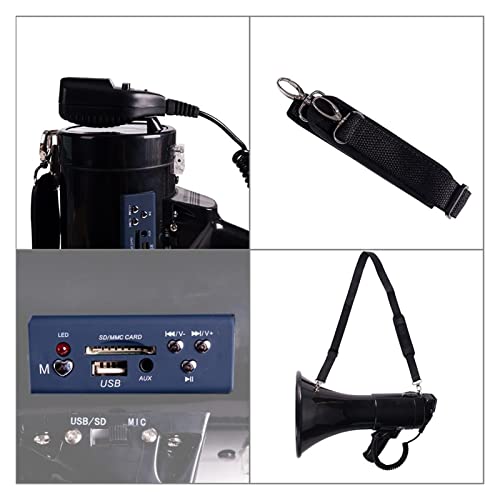 Megafone Tragbarer Megaphonlautsprecher mit 50 Watt Leistung, Bullhorn-Sprach- und Sirenenalarmmodi mit Lautstärkeregler und Tragegurt, ideal for Durchsagen im Freien