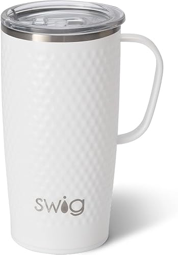 Vista 72 de Swig Life - Taza de viaje de 22 onzas, vaso con aislamiento y asa con tapa, apto para portavasos, apto para lavavajillas, de acero inoxidable, taza