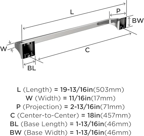 Image of Amerock Mulholland 18 inch Chrome Towel Bar