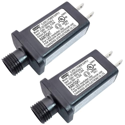 2 Pcs of CZJUTAI JT-DC300V0200 Premium 30V 0.2A 6W LED Power Supply - Class 2 Transformer, IP44 Waterproof, US Plug for Christmas and String Lights, Indoor & Outdoor Use[X8D0]