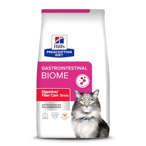 Hill's Prescription Diet Gastrointestinal Biome Stress Digestive/Fiber Care Dry Cat Food, Chicken, 4...