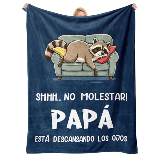 Buioata Regalo Padre, Regalos Cumpleaños Padre - Papa Manta con Estampado de Mapache Durmiendo, Regalos para Papa en Cumpleaños, Navidad y Día del Padres