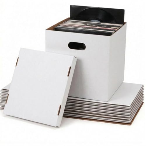 Image of 13.4x13x13 Moving Box Set of 7, Reinforced Handles with Removable Lid, Corrugated Boxes for Packaging, Moving, Carrying, Record Storage