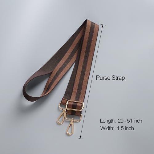 Image of chushui Wide Bag Strap Replacement Crossbody Shoulder Strap Adjustable, Classic Striped Preppy Vertical Stripe Woven with Gold Hardware 29-51 Inches for Purses Handbags Totes