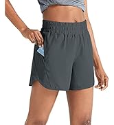 ZUTY 5" Athletic Running Shorts for Women with Zipper Pocket High Waisted Quick Dry Workout Gym S...