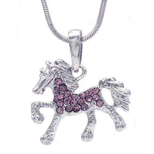 Soulbreezecollection Multicolor Horse Necklace Pony Mustang Animal Pendant Charm Ladies Women (Purple)