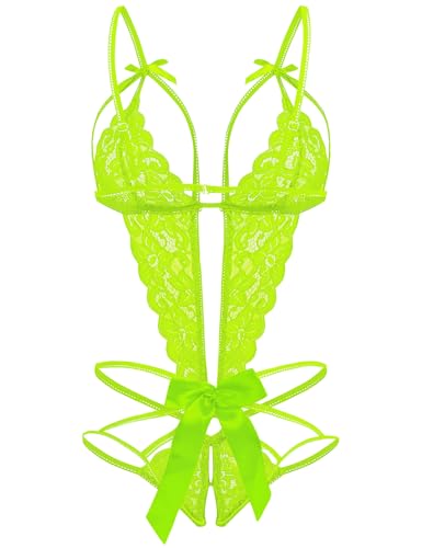 Image of Donnalla Women's Deep V Lace Teddy One Piece Lingerie Cutout Strappy Lingerie