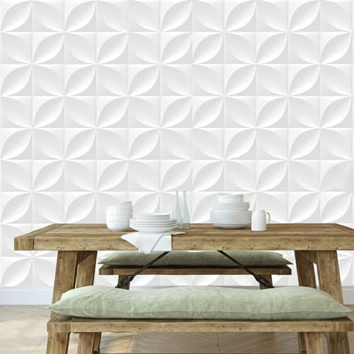 Image of Kayra Decor PVC Panel for Wall Butterfly Design White Color 19.7 inch x 19.7 inch (Pack of 18) - Covers 48.51 Sq. Ft.